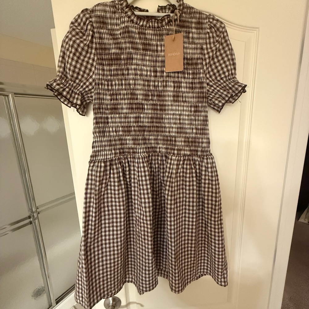 RIHOAS Plaid Mini Dress with Ruffle Details